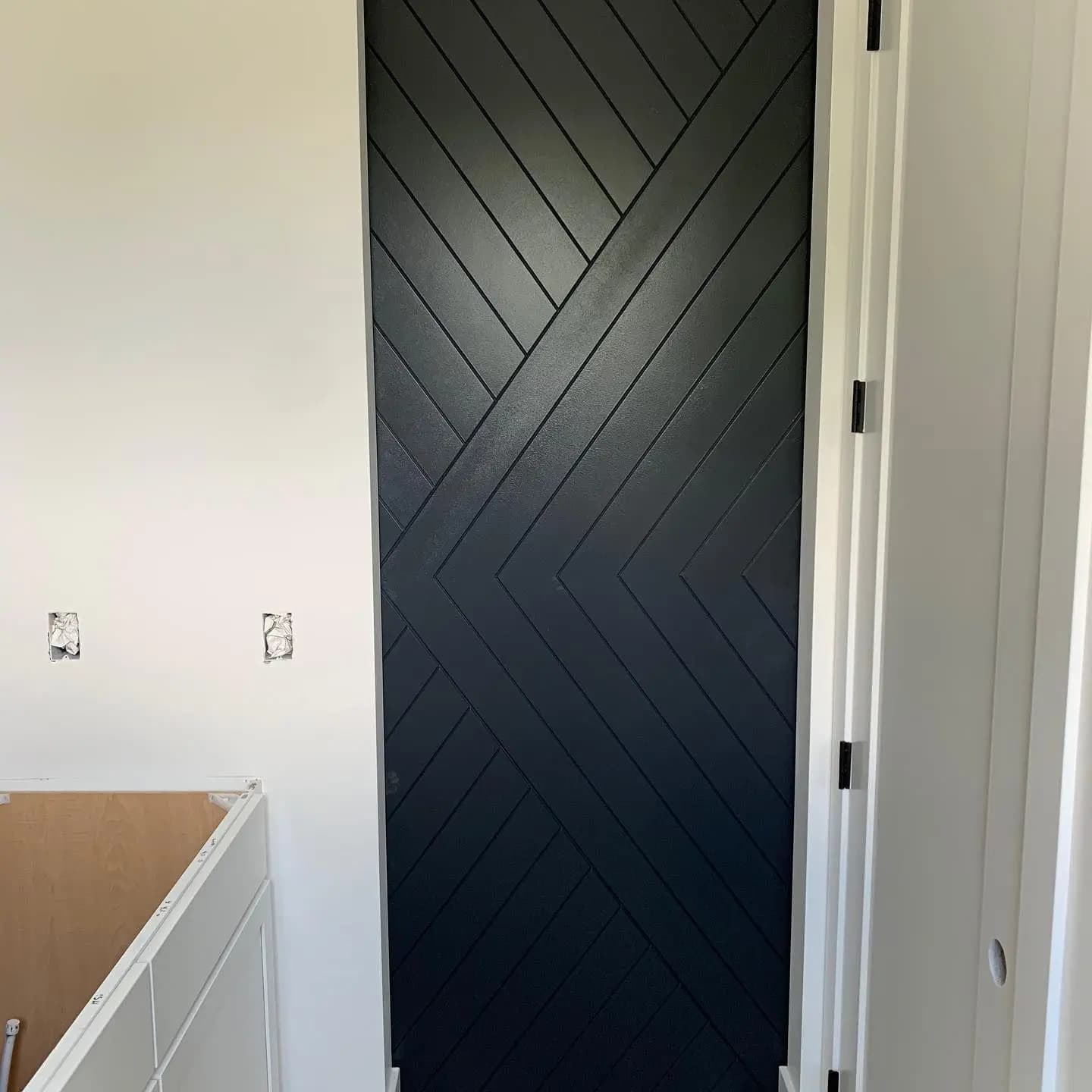 a black door in a room