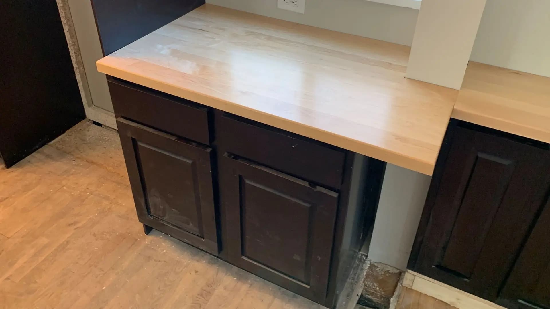 a counter top with two drawers