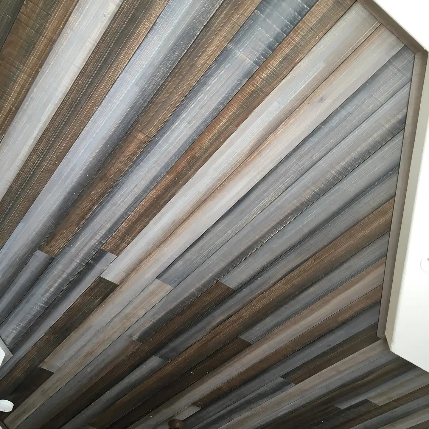 a ceiling with wood panels